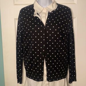 Petite Lord & Taylor Polk-a-dot Cotton Sweater